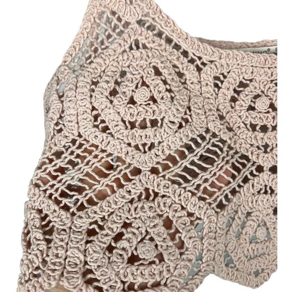 Timing Los Angeles Pink Crochet Cropped Midriff Tank Shirt Top NWT New Small - Picture 5 of 6